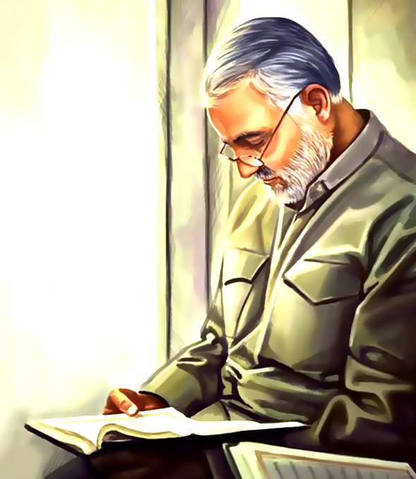 عکس مطالعه کردن شهید قاسم سلیمانی