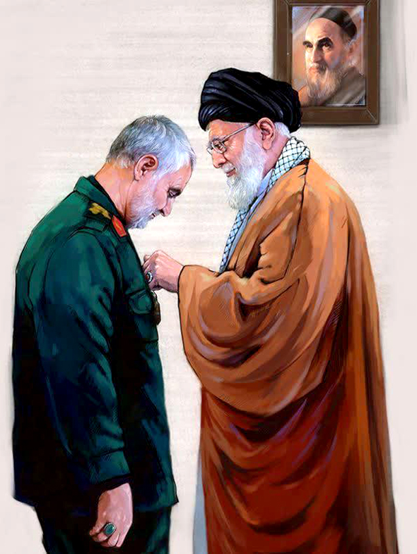 تصویر امام خامنه ای و شهید قاسم سلیمانی